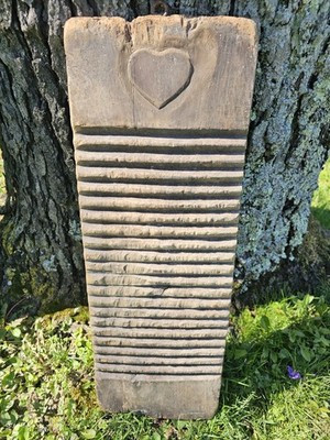 Antique Very Rare Primitive 19thC Wood Scrub Wash Board Carved Heart Granny Core | eBay | eBay US