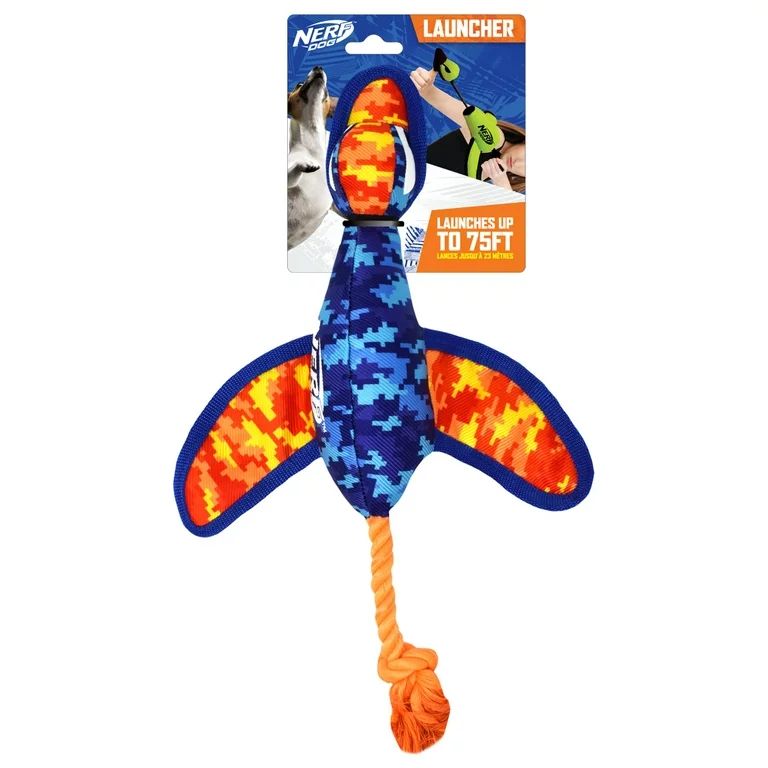 Nerf Dog Nylon Digital Camo Crinkle Wing Duck Launching Fetch Dog Toy, Orange/Blue, 16.5" - Walma... | Walmart (US)