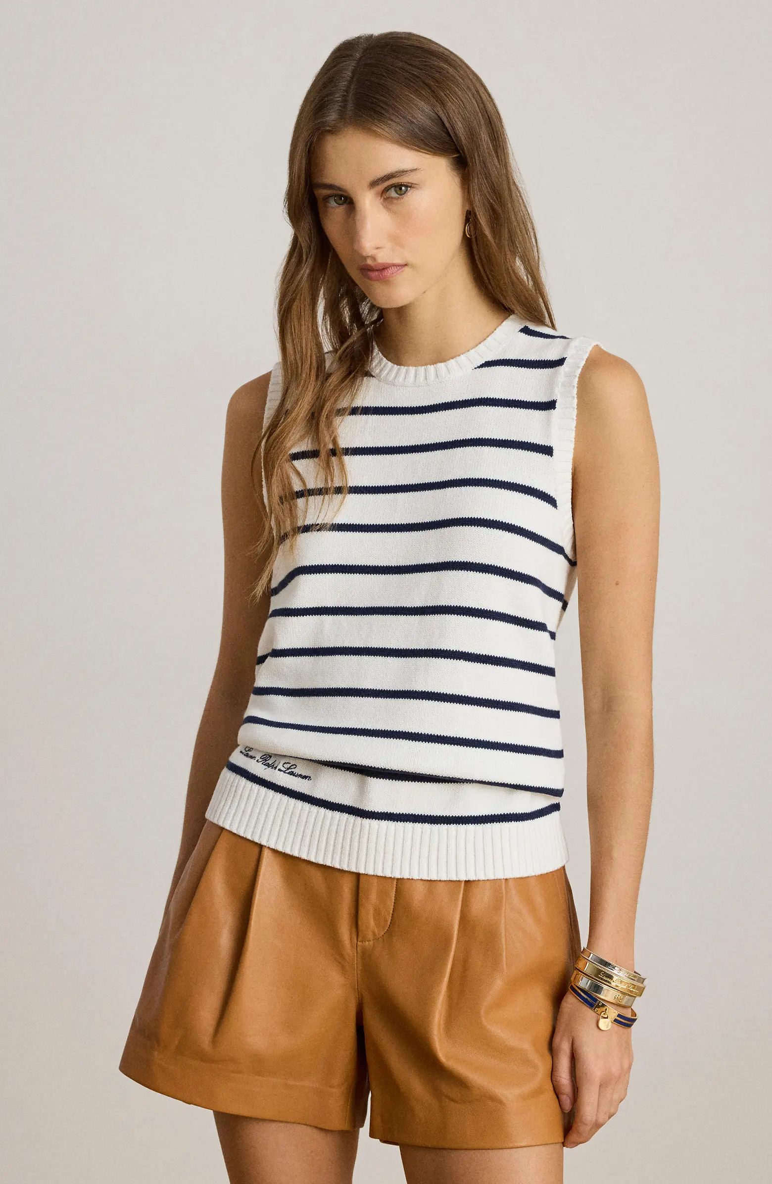 Stripe Sleeveless Combed Cotton Sweater | Nordstrom
