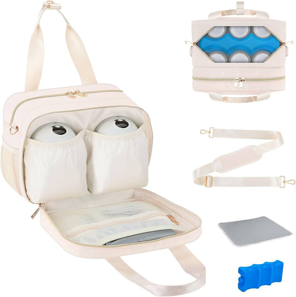 PIIOSER Breastmilk Cooler Bag with Ice Pack, Fits 6 Baby Bottles Up to 9 Ounce, Insulated Bottle ... | Amazon (US)