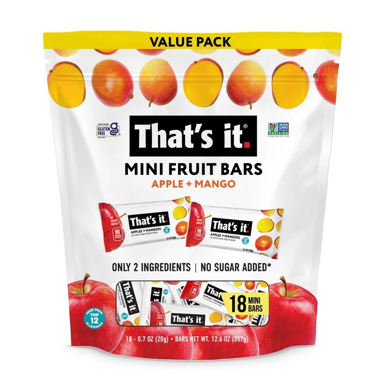 That's it. Natural Gluten Free Soft & Chewy Apple + Mango Fruit Bars, 18 Count | Walmart (US)