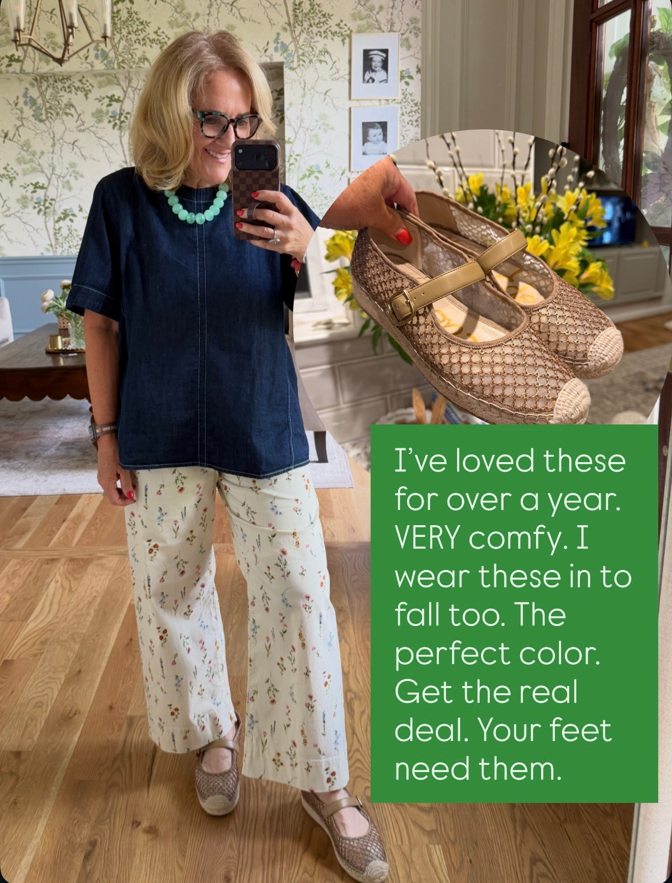 Pants size 8 reg
Denim top size medium 
20% off my bracelets code NANETTE20
10% off my bag code NANETTE 

Spring outfits 2026 casual outfit 

#LTKPetite #LTKSaleAlert #LTKOver40