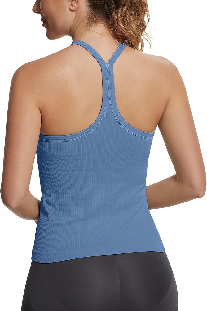 MathCat Seamless Workout Tank Tops with Built in Bra，Racerback Athletic Tank Tops Ribbed Soft Y... | Amazon (US)