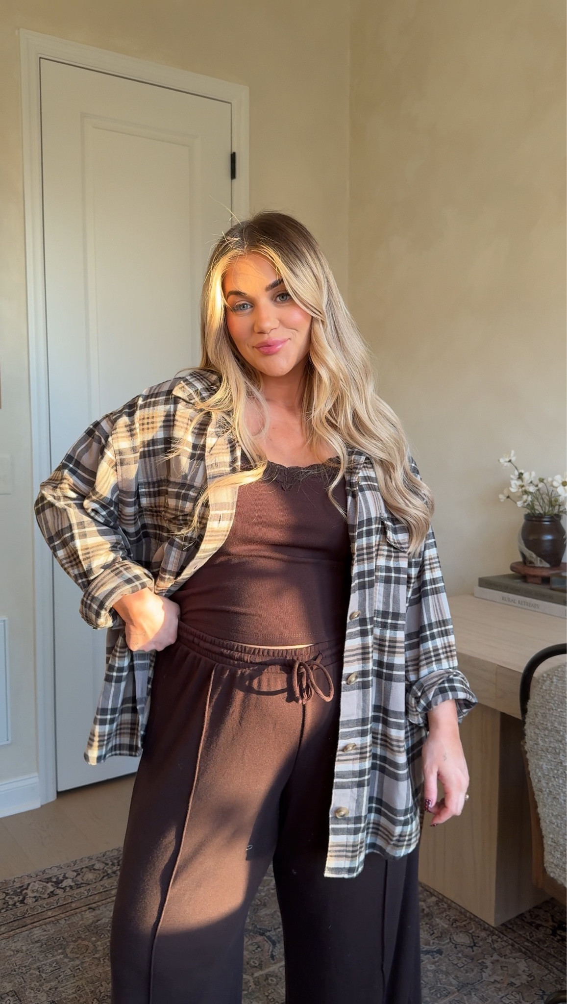 Comfy everyday ootd🤎

Tank/ pant set- large 
Flannel-XL

#LTKCyberWeek #LTKMidsize #LTKootd