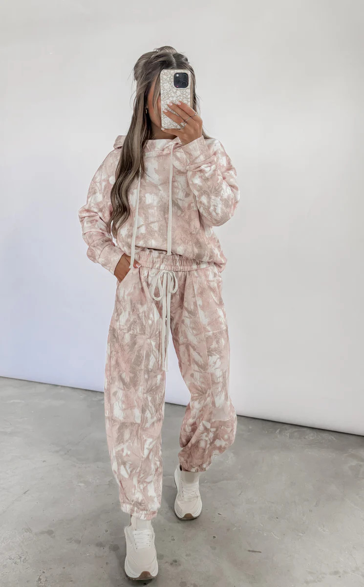 Campfire Nights Camo Printed Hoodie + Jogger Set - Pink | CK Squared Boutique
