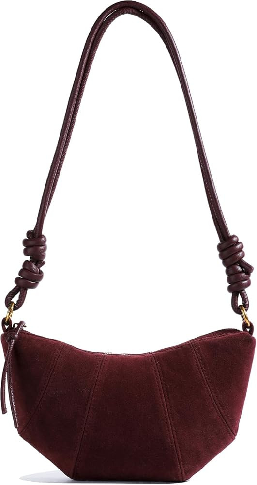 Suede Bags for Women Brown Suede Purse Crescent Bag Crossbody Trendy Suede Shoulder Bag Handbags | Amazon (US)