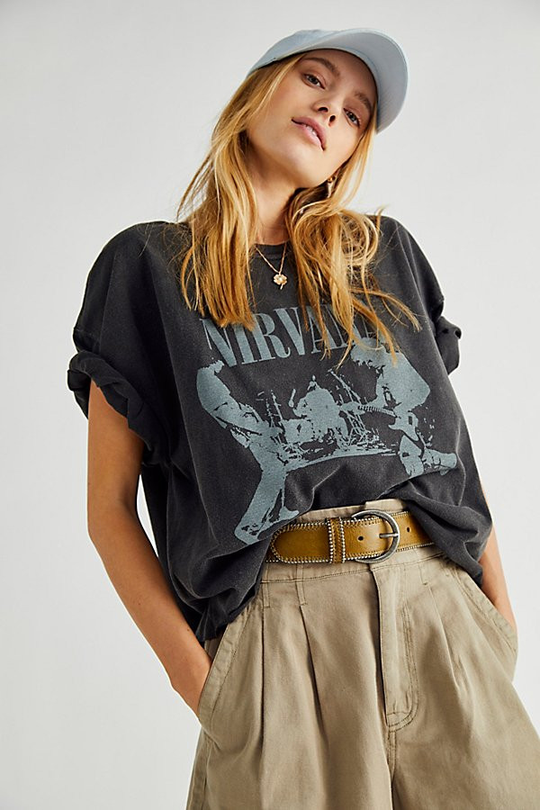 Nirvana Boxy Crop Top by Live Nation at Free People, Black Pigment, M/L | Free People (Global - UK&FR Excluded)