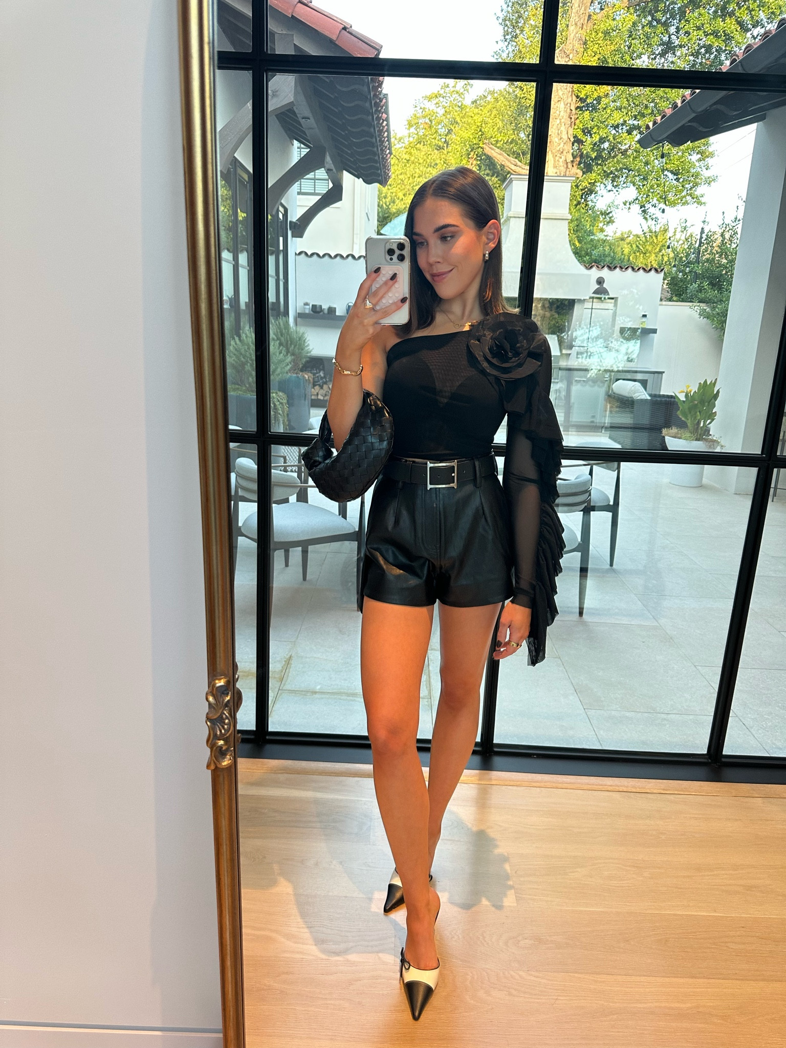Faux Leather Tailored Short in Black