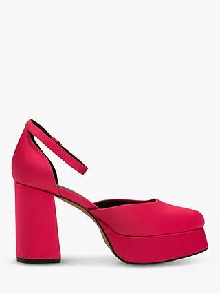 SHOE THE BEAR Priscilla Satin Platform Court Shoes, Pink | John Lewis (UK)