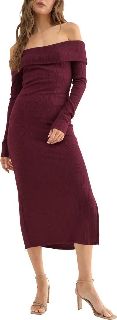 Lush Off the Shoulder Long Sleeve Midi Dress | Nordstromrack | Nordstrom Rack