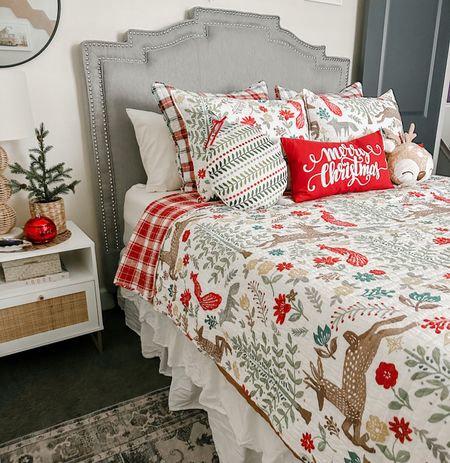 Christmas bedding and accessories for guest room to welcome our family & friends for the holiday 

#bedding #christmasbedding #christmasaccents #christmaspillpws #guestroom #holidayhome 

#LTKSeasonal #LTKHoliday #LTKhome
