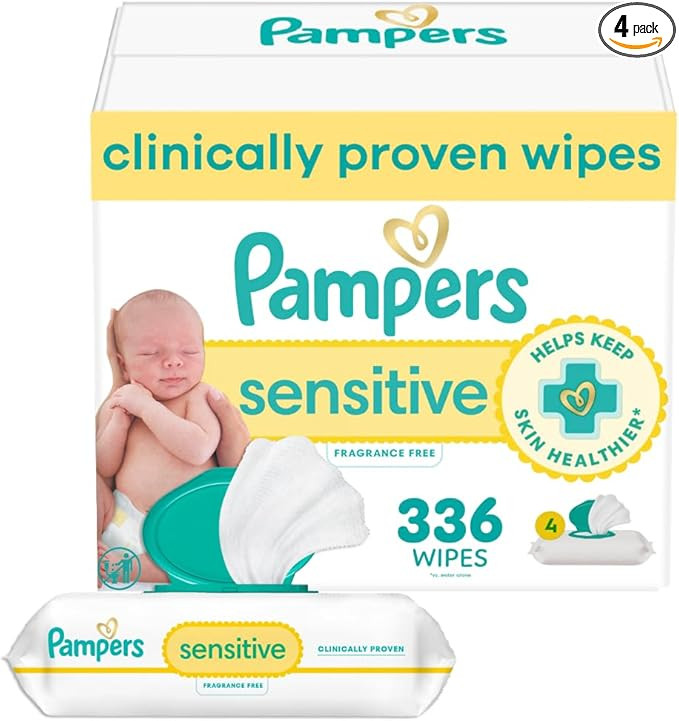 Pampers Baby Wipes, Sensitive, Water Based Wipe, Clinically Proven, Hypoallergenic, and Unscented... | Amazon (US)