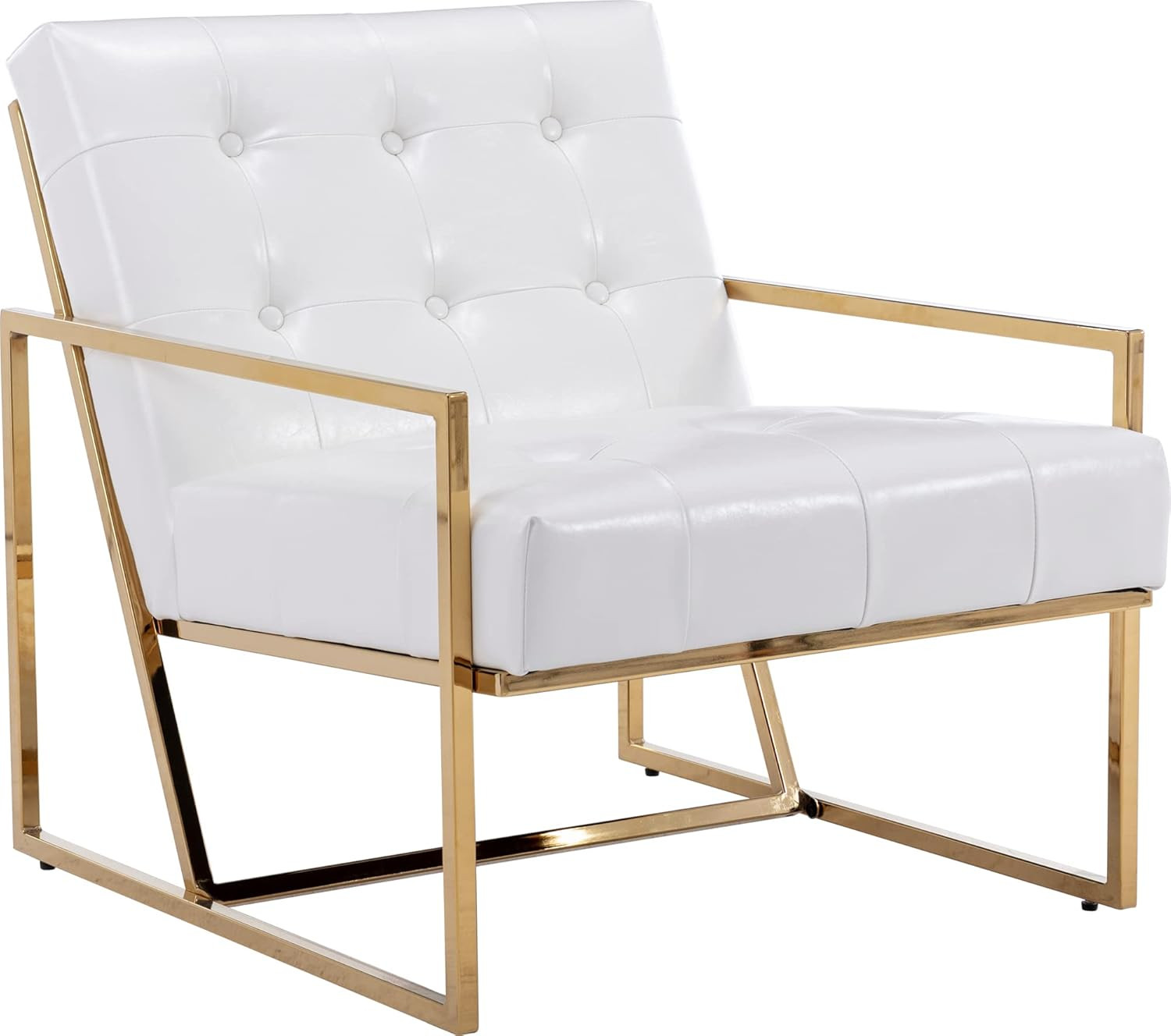 Modern Armchair, Retro Faux Leather Upholstered Accent Armchair, with Golden Finish Metal Frame, ... | Amazon (US)