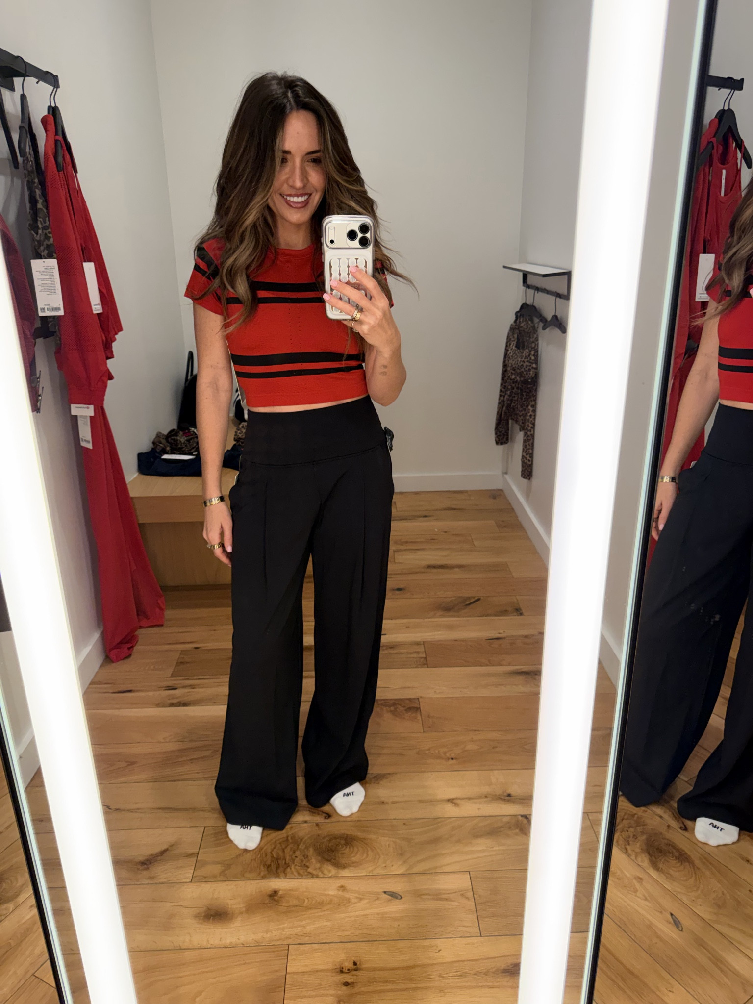 This top is SO good for tech games!! 

lululemon, leopard print, red activewear, women’s active wear, sports mom fashion @lululemon 