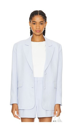 Good American Luxe Suiting Boyfriend Blazer in Blue. - size S/M | Revolve Clothing (Global)