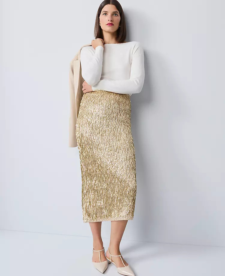 Sequin Column Midi Skirt | Ann Taylor