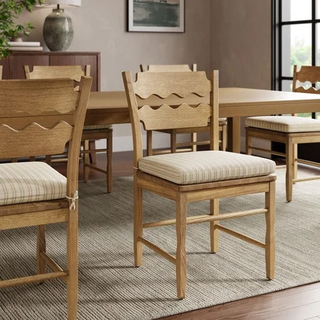 Modway Jax Oak Wood Dining Chair With Wavy Razor Back and Cushion in Weath | Walmart (US)