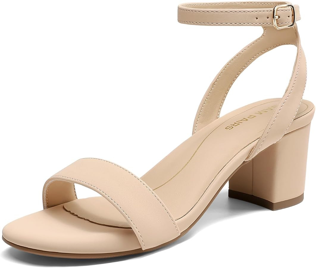 DREAM PAIRS Women's Low Chunky Heels Sandals | Amazon (US)