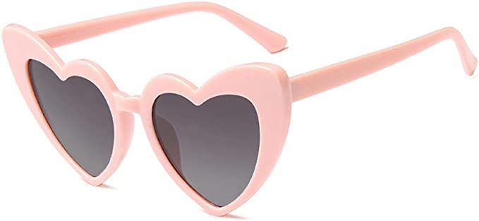 JUSLINK Heart Shaped Sunglasses for Women,Vintage Cat Eye Mod Style Retro Kurt Cobain Glasses | Amazon (US)