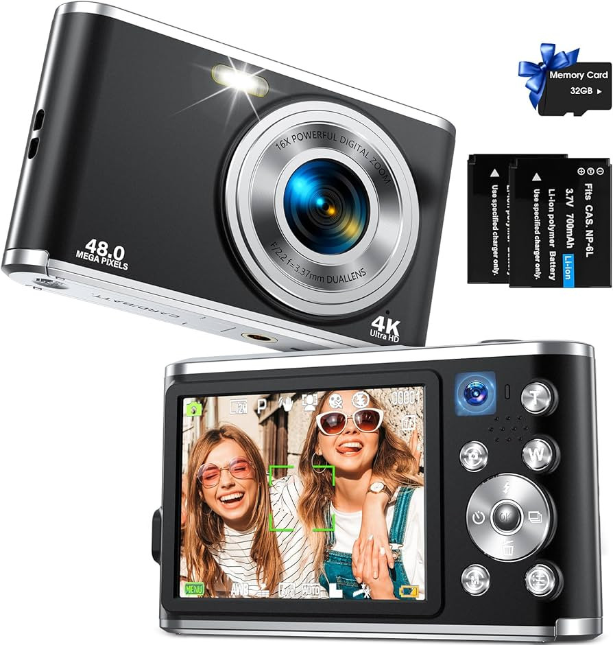 Digital Camera, Auto Focus FHD 4K Vlogging Camera with Dual Camera 48MP 16X Digital Zoom Kids Com... | Amazon (US)