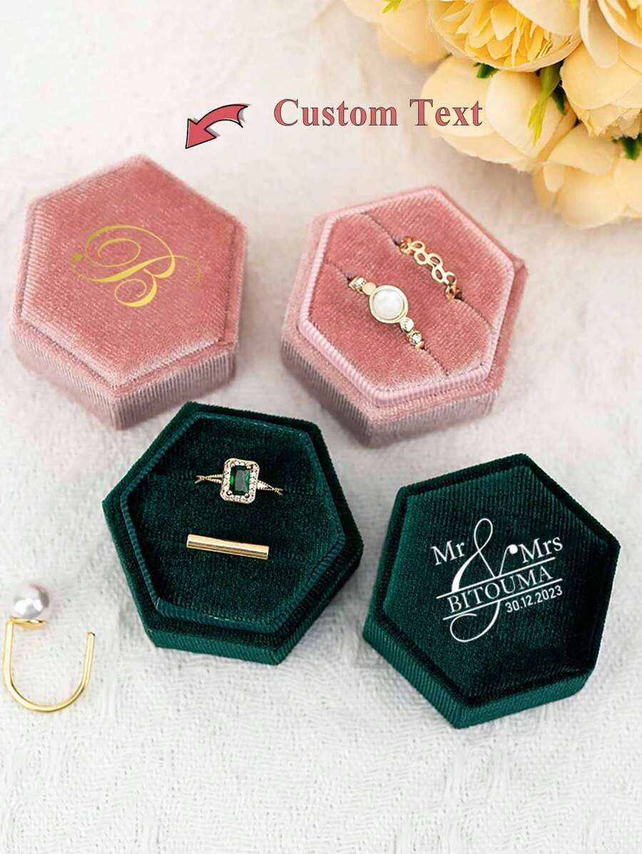 Personalized Wedding Ring Box, Velvet Engagement Ring Box, Proposal Ring Box, Modern Ring Box, An... | SHEIN