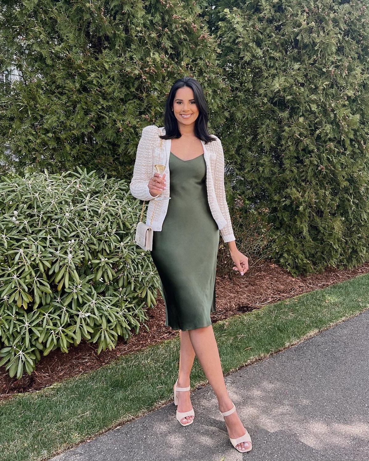 Spring outfit, styling satin slip on dress and cardigan! 

#LTKstyletip