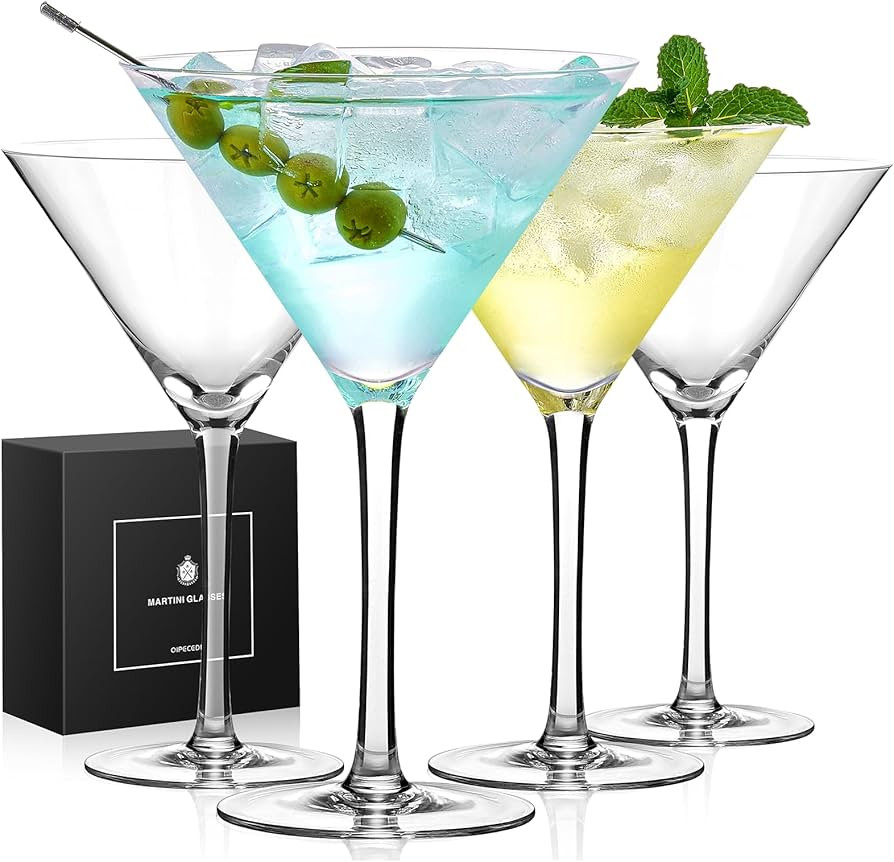 Martini Glasses Set of 4, 9 oz Crystal Cocktail Glasses, Hand Blown Crystal Martini Glasses for E... | Amazon (US)