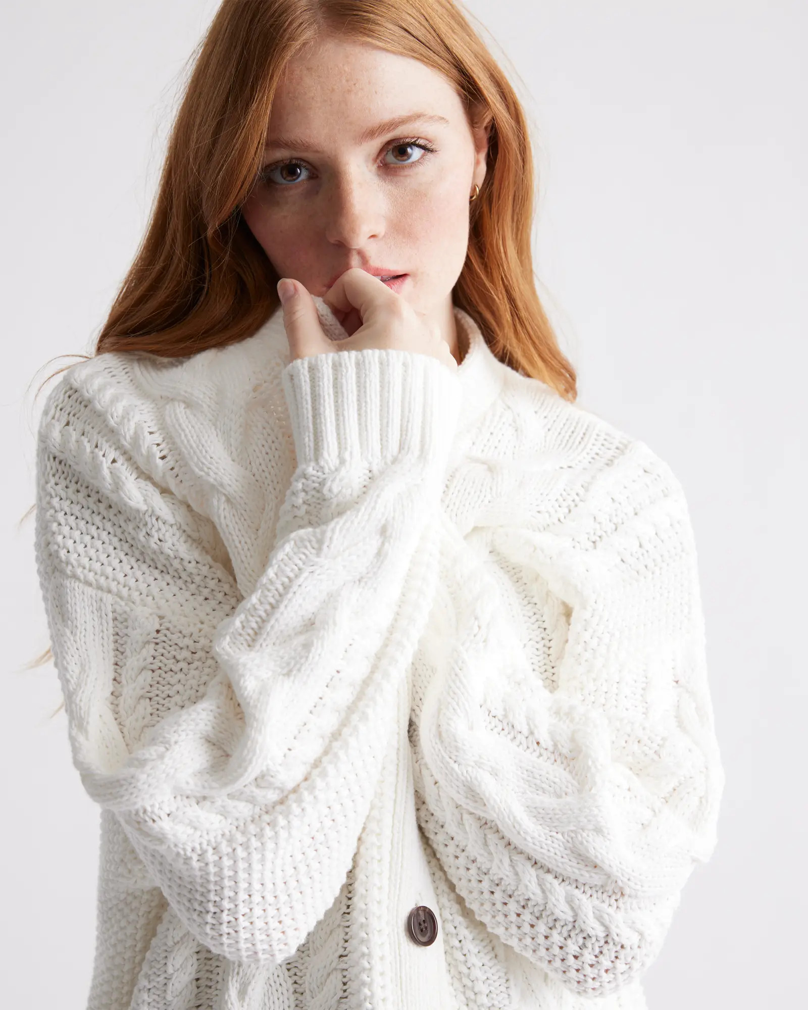 100% Organic Cotton Oversized Cable Cardigan | Quince