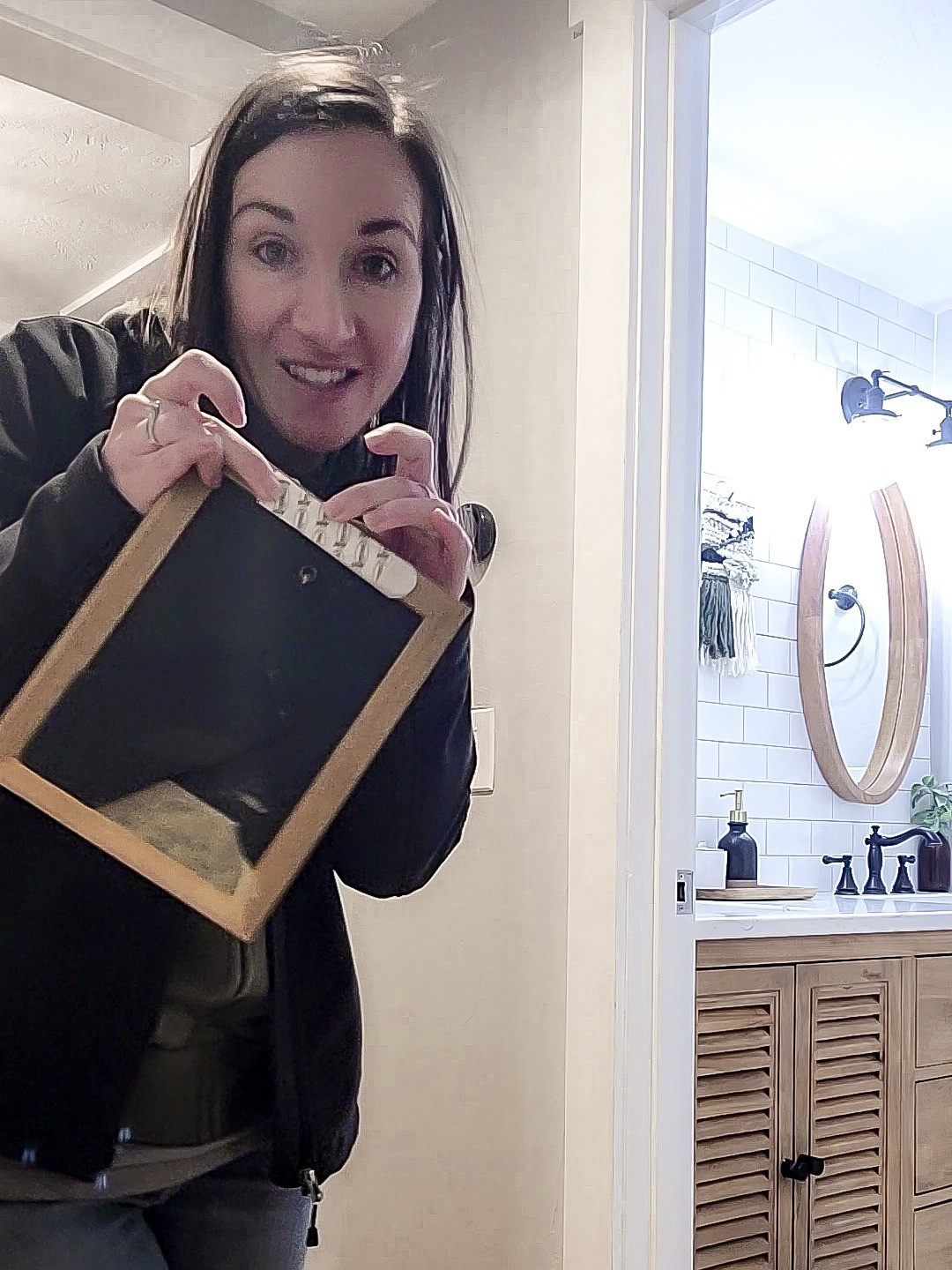 When it comes to hanging random things around my home, Command picture hanging strips are literally my best friend! I even hung those big bathroom mirrors in the background with them!  

 #LTKHome