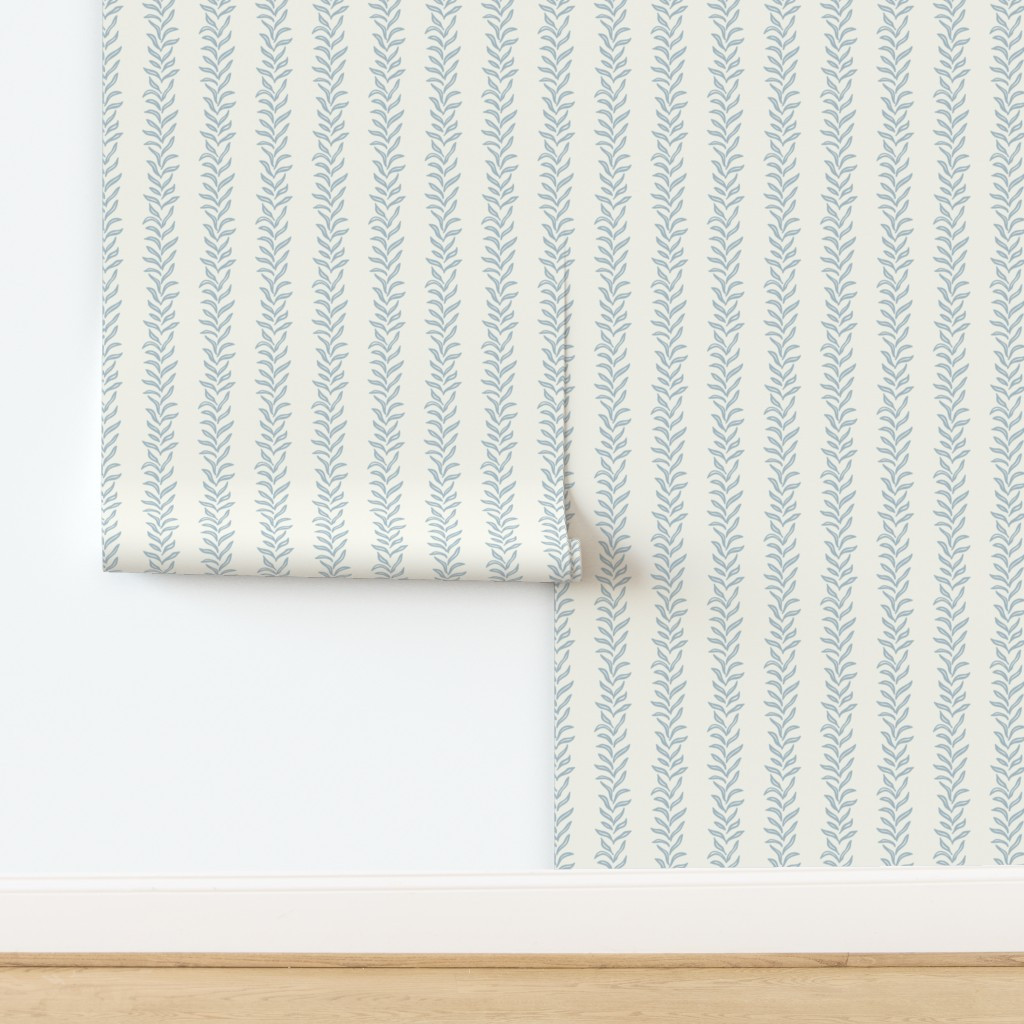Wallpaper in Paloma vine stripe classic blue grandmillennial preppy block print | Spoonflower