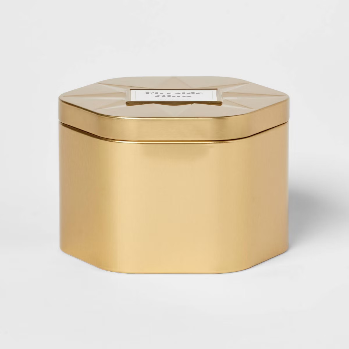 3 Wick Lidded Metal Tin Candle Fireside Glow 18oz Gold - Threshold™ | Target