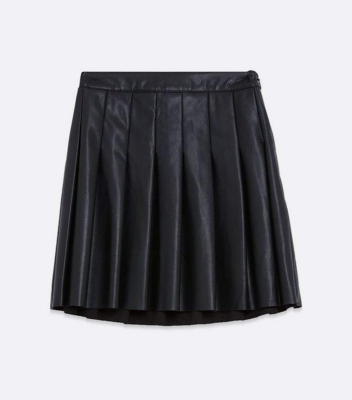 Black Leather-Look Pleated Mini Skirt
						
						Add to Saved Items
						Remove from Saved Ite... | New Look (UK)