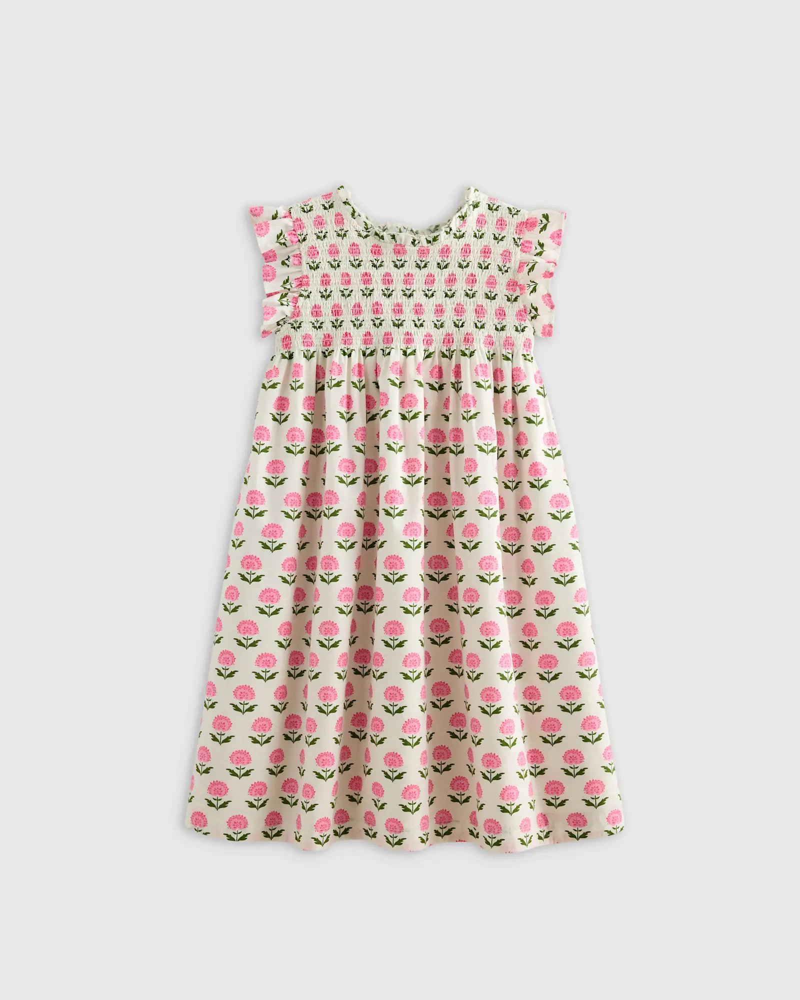 100% Organic Cotton Poplin Smocked Flutter Sleeve Dress | Quince