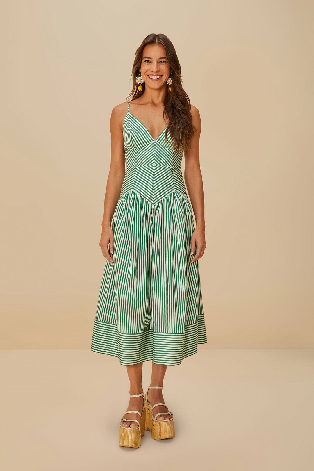 Bicolor Stripes Organic Cotton Midi Dress | FarmRio (US)