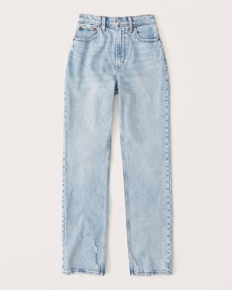 Women's Curve Love 90s Ultra High Rise Straight Jeans | Women's Bottoms | Abercrombie.com | Abercrombie & Fitch (US)