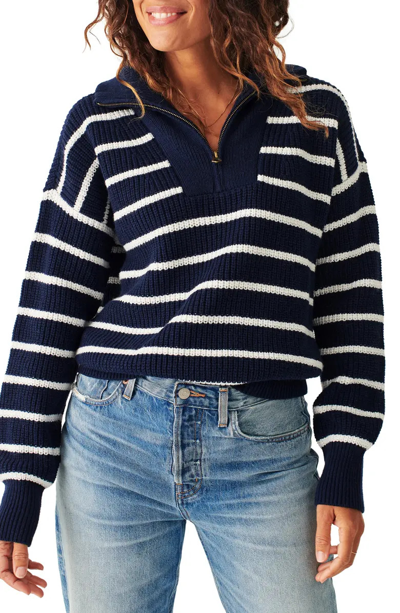 Faherty Mariner Stripe Quarter Zip Sweater | Nordstrom | Nordstrom