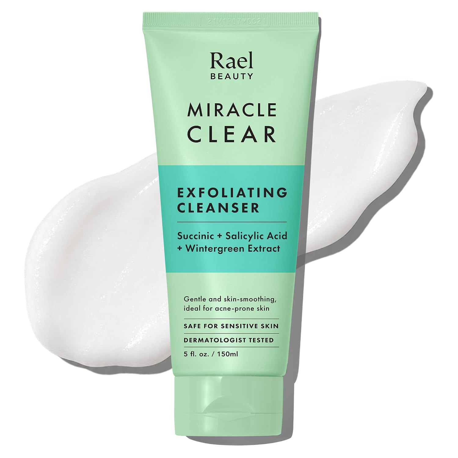 Rael Face Wash, Miracle Clear Exfoliating Cleanser - Face Cleanser for Oily & Acne Prone Skin, Korean Skincare, Gentle Facial Cleanser, Hydrating, w/Succinic Acid, Vegan, Cruelty Free (5.1 fl. oz) | Amazon (US)