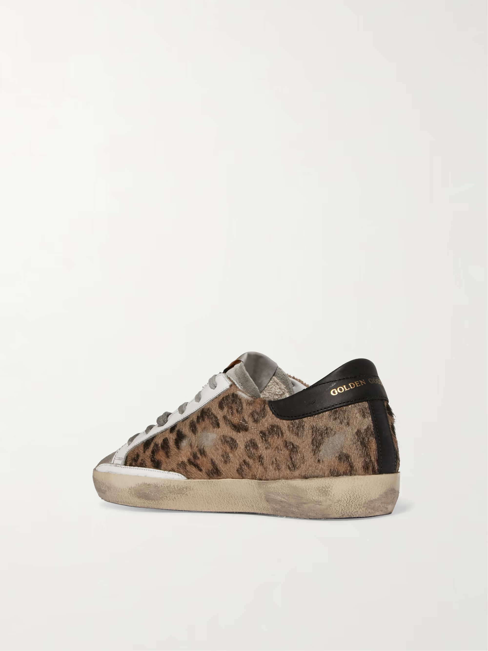 Superstar distressed leopard-print calf hair, leather and suede sneakers | NET-A-PORTER (US)