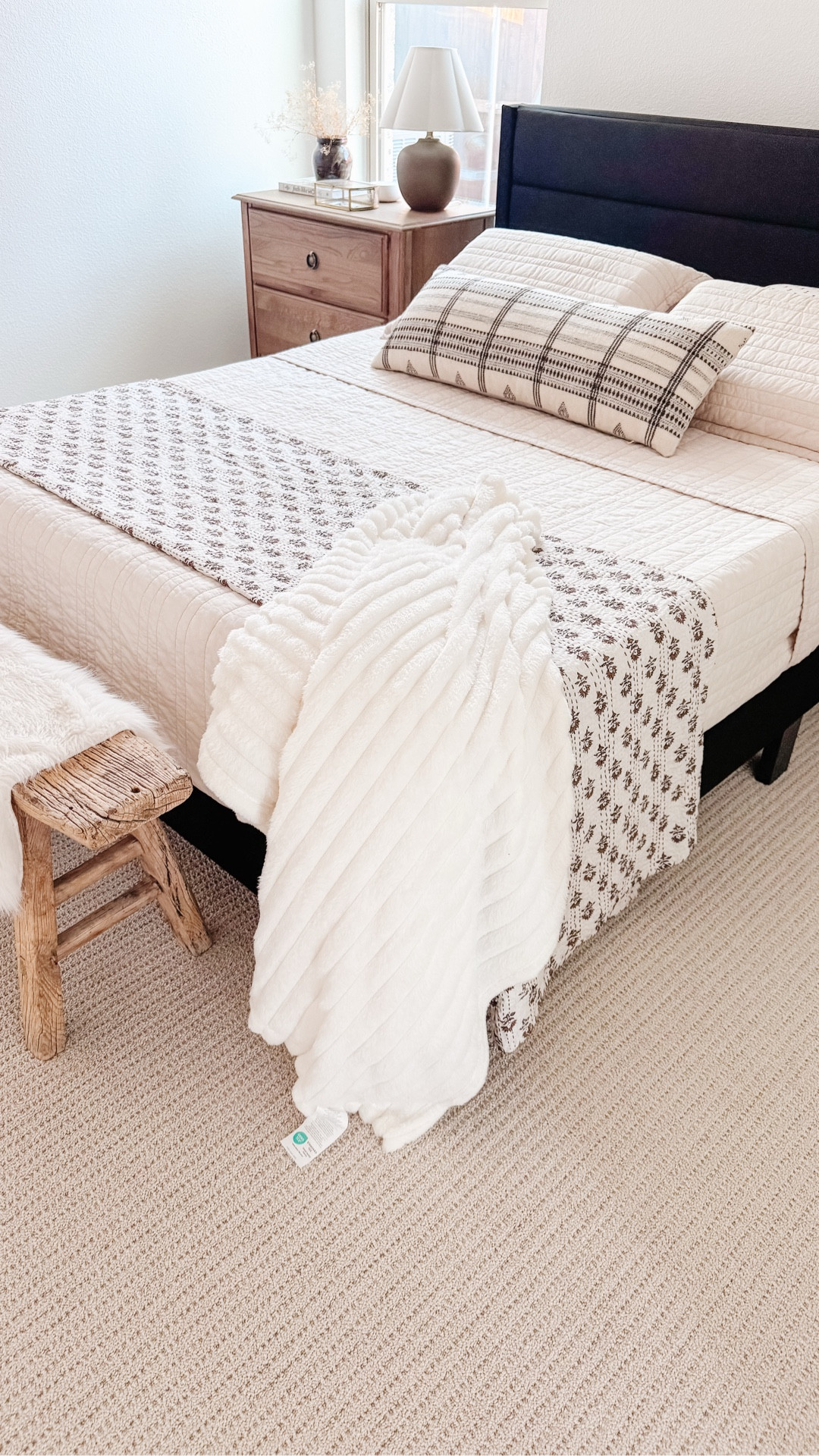 A cozy neutral bedroom refresh using soft layered bedding, textured throws, and simple styling to create a calm, inviting space. This affordable bedroom styling look combines warm neutrals, quilted layers, and minimal decor for a timeless cozy aesthetic perfect for everyday comfort and relaxing home decor inspiration.

#LTKSaleAlert #LTKvlog #LTKHome