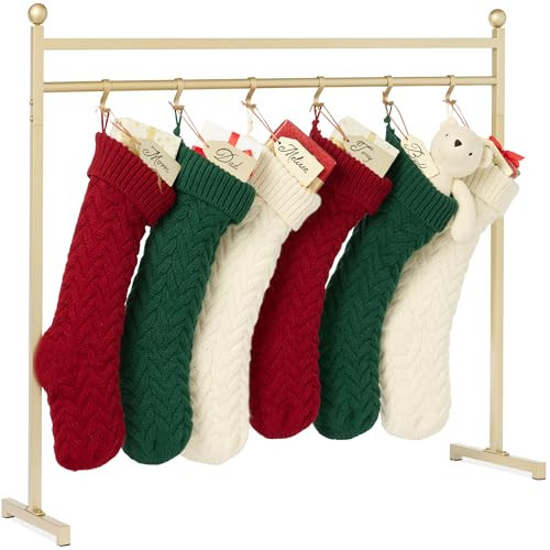 Best Choice Products 3ft Christmas Stocking Holder Stand, Holiday Décor Hanger Display for Home, Floor, Living Room w/ 8 Reusable Name Tags, Chalk Marker, 12 Hooks - Gold | Amazon (US)