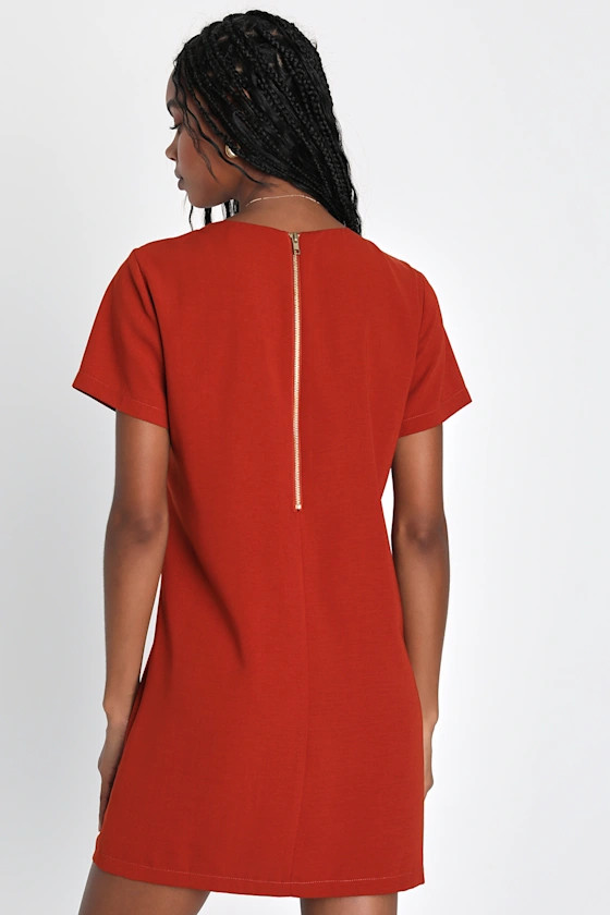 Shift and Shout Rust Orange Shift Dress | Lulus (US)