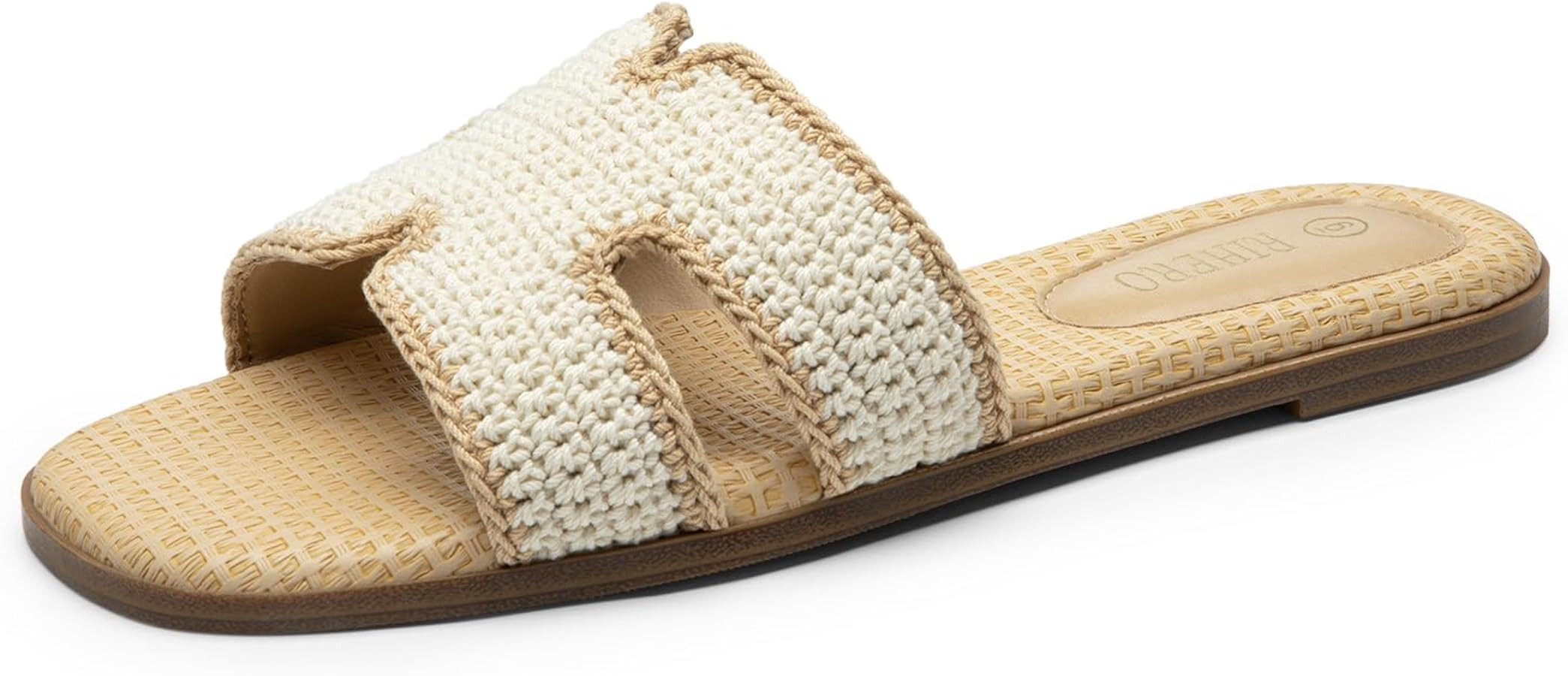 Rihero Flat Sandals Women Dressy Comfortable Slip On Leather Slide Sandals | Amazon (US)