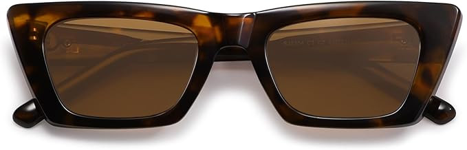 SOJOS Trendy Rectangle Cateye Polarized Sunglasses Womens Mens, Retro Small Narrow Flat Top Sunni... | Amazon (US)
