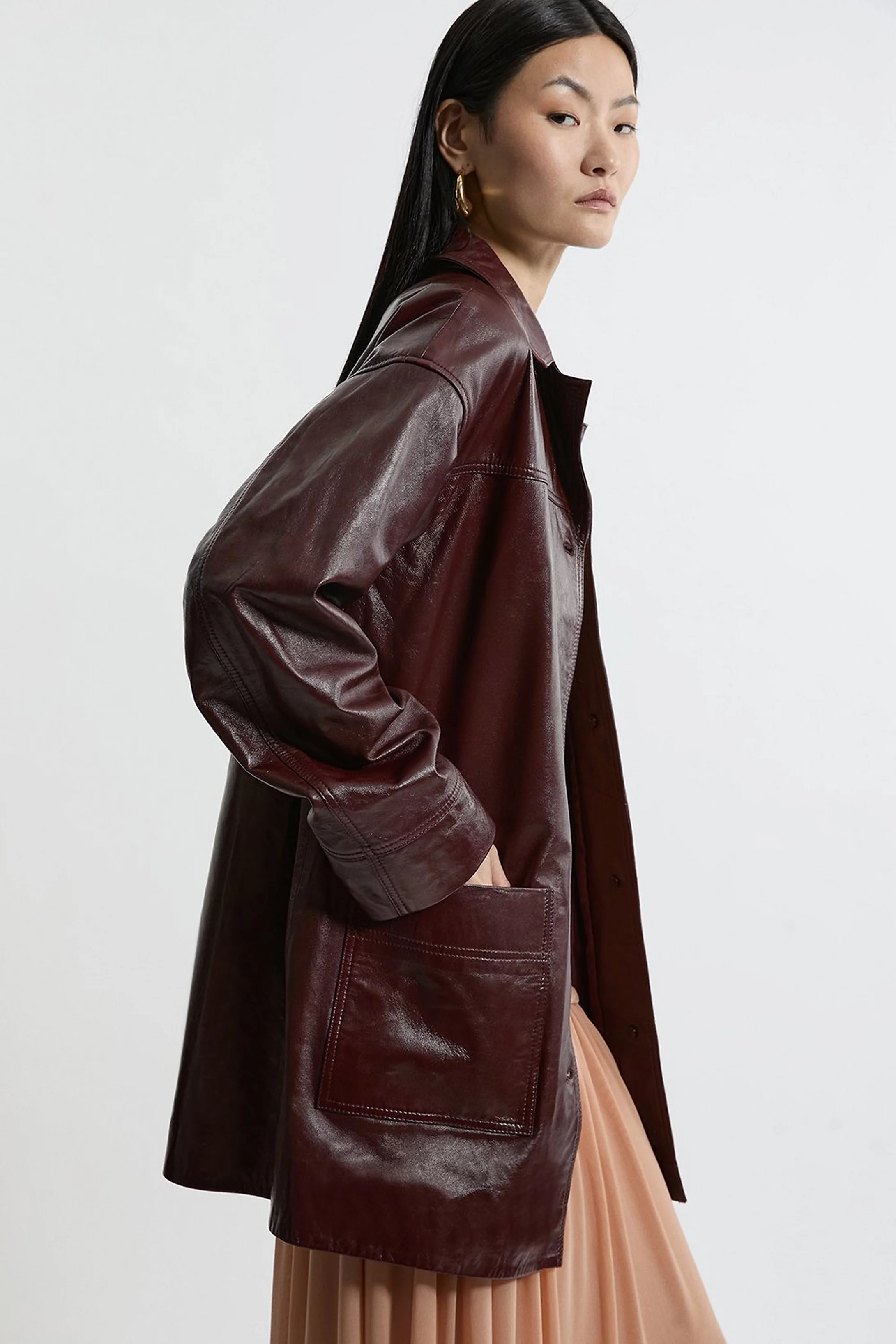 High Shine Leather Tailored Jacket | Karen Millen US