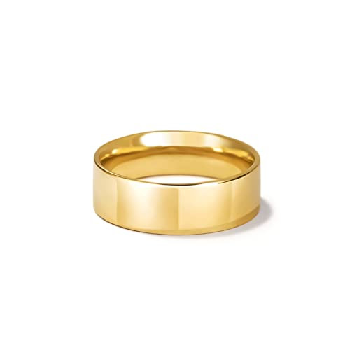 Aojun 14K Gold Filled Ring High Polish Plain Tarnish Resistant Comfort Fit Eternity Wedding Band 1mm 2mm 3mm 4mm 5mm 6mm 8mm Ring for Women Men (Gold-8MM, 8) | Amazon (US)
