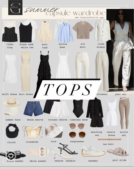 Tops and shirts from my summer capsule wardrobe 

Skin boyfriend tee
Linen crop top
Knit tank
White blazer
Blouse 

#LTKworkwear #LTKFind #LTKstyletip