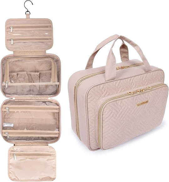 BAGSMART Toiletry Bag Hanging Travel Makeup Organizer with TSA Approved Transparent Cosmetic Bag ... | Amazon (US)