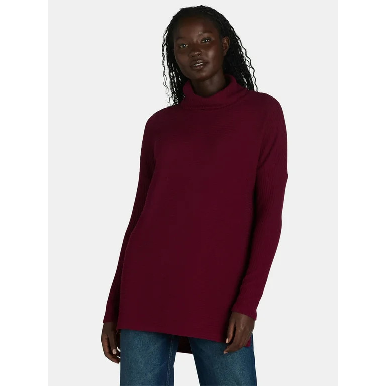 Time and Tru Women's Rib Roll Neck Tunic, Size S-XXXL | Walmart (US)
