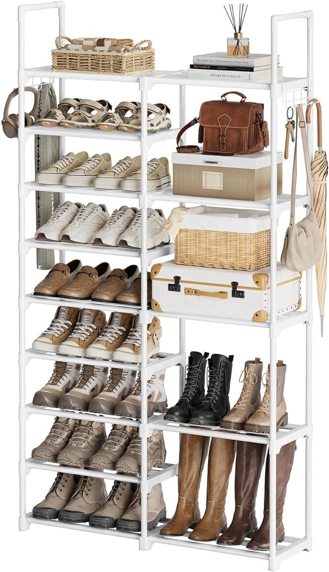 WOWLIVE 9 Tiers White Shoe Rack for Closet Shoe Rack Storage Organizer for Entryway 30-35 Pairs S... | Amazon (US)