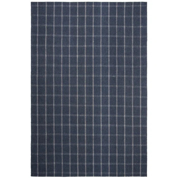 Tamworth Lauren Ralph Lauren Hand Woven Wool/Viscose Plaid Rug in Navy | Wayfair North America